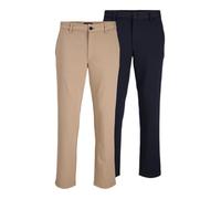 JACK & JONES Chino Hose Herren Regular Fit - Chinohose Männer im 2er Pack aus Recyceltem Polyester - Performance Pants mit Stretch, Mid Rise, Umschlag-Saum - Größe: 38W / 32L - Farbe: Navy Blazer