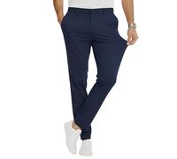 JACK & JONES Chino Hose Herren Slim Fit - Stretch, Mid Rise, Umschlag-Saum - Performance Pants aus recyceltem Polyester - Größe: 28W / 32L - Farbe: Navy Blazer