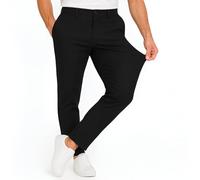 JACK & JONES Chino Hose Herren Slim Fit - Stretch, Mid Rise, Umschlag-Saum - Performance Pants aus recyceltem Polyester - Größe: 34W / 36L - Farbe: Schwarz