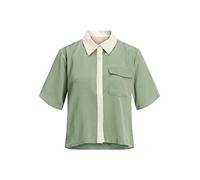 JACK & JONES Damen JJXX JXLARK Satin SS Shirt SN Hemdbluse, Loden Frost/Detail:Contrast Placket, M