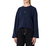 JACK & JONES Damen Jxabbie Ls Wide Every Brush Crew Sn, Navy Blazer/Print:white Jjxx Logo, M