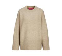 Jack & Jones Damen Jxollie Diverse Oversize Crew Neck Knit Strickpullover, Peyote/Detail:/Limeade Neck Piping, XS