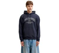 Jack & Jones Hoodie JJEDENVER LOGO SWEAT HOOD SN – Herren, angeraute Sweatware, bedruckt, Blau L
