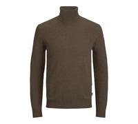Rollkragenpullover JACK & JONES "JJEEMIL KNIT ROLL NECK NOOS", Herren, Gr. XL, braun (mulch detail:twist), Strick, Obermaterial: 60% Baumwolle, 20% Nylon, 20% Viskose, unifarben, regular fit normal, R
