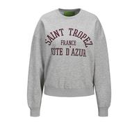 JJXX Oversized Sweatshirt mit Label-Print Modell 'MERLE' in Hellgrau Melange, Größe M