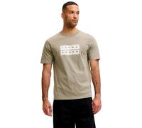 Rundhalsshirt JACK & JONES "JCOFUSION BOX PRINT TEE SS CN SN", Herren, Gr. M, vetiver, Jersey, Obermaterial: 100% Baumwolle, bedruckt, regular fit normal, Rundhals, Shirts Rundhalsshirt, Baumwolle, re