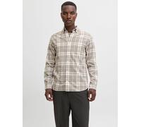 Langarmhemd JACK & JONES "JPRBLUBROOK CHECK L/S SHIRT SN", Herren, Gr. L, N-Gr, moonstruck, Web, Obermaterial: 100% Baumwolle, kariert, modisch, regular fit, Langarm, Hemden (16626845-L) moonstruck