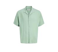 Kurzarmhemd JACK & JONES "JJEJEFF RESORT SOLID SHIRT SS SN", Herren, Gr. M, N-Gr, granite grün, Web, Obermaterial: 100% Viskose, unifarben, loose fit normal, V-Ausschnitt, Hemden, Viskose, loose fit (