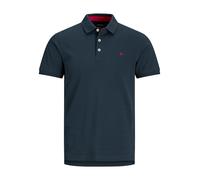 Jack & Jones Herren Slim Fit Polo Shirt JJEPAULOS Uni Sommer Hemd Kragen Kurz Arm Basic Pique Cotton, Farben:Dunkelblau-2, Größe:S