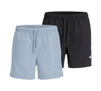 JACK&JONES Herren Badehose, 2er Pack - JPSTMAUI TROPIC SOLID SWIM SHORTS MP 2P, Badehose S Mehrfarbig
