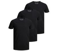 JACK & JONES Herren Basic T-Shirt 3er Pack Rundhals O-Neck Regular, Größe:S, Farbe:3er Pack Black (Schwarz)