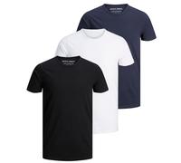 JACK & JONES Herren Basic T-Shirt 3er Pack Rundhals O-Neck Regular, Größe:S, Farbe:3er Pack Black/White/NavyBlue (Schwarz/Weiß/Blau)