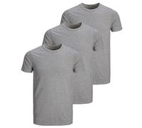 JACK & JONES Herren Basic T-Shirt 3er Pack Rundhals O-Neck Regular, Größe:S, Farbe:3er Pack Light Grey Melange (Grau)