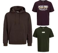 JACK & JONES Herren - Big Size Box 3 teilig - Sweat Hoodie Pullover T Shirt Übergröße Plus Size 3XL 4XL 5XL 6XL 7XL 8XL zr99a (8XL, BigSize Box 7)