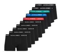 JACK&JONES Herren Boxer Shorts, 10er Pack - JACHUEY TRUNKS, Baumwoll-Stretch Schwarz/Rot/Blau/Petrol/Schwarz 2XL