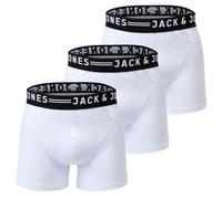 JACK&JONES Herren Boxer Shorts, 3er Pack - SENSE TRUNKS, Baumwoll-Stretch Weiß / L L Weiß