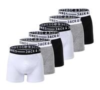 JACK&JONES Herren Boxer Shorts, 6er Pack - SENSE TRUNKS, Baumwoll-Stretch Schwarz/Grau/Weiß 2XL
