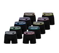 JACK&JONES Herren Boxershorts, 10er Pack - JACLIMES SOLID TRUNKS 10 PACK, Baumwoll-Stretch, Logo Schwarz M