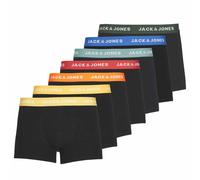 JACK&JONES Herren Boxershorts, 7er Pack - JACVITO SOLID, Trunks, Baumwoll-Stretch, Logo Schwarz/Bunt S