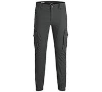 Jack & Jones Herren-Cargohose, schmal, Stretch, Bündchen, grau, 33 W/36 L