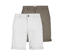 JACK & JONES Herren Chino Shorts Regular Fit 12281875 ,2er Pack (Bungee Cord / Weiß) ,L