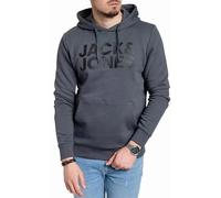 JACK & JONES Herren Corp Logo Sweat Hood Kapuzen Sweatshirt Basic Jumper Reg Fit (840 Dark Slate Print Black, S)