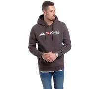 JACK & JONES Herren Corp Logo Sweat Hood Kapuzen Sweatshirt Basic Jumper Reg Fit, (Raven (Corp 054 Raven-White, L))