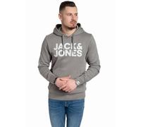 JACK & JONES Herren Corp Logo Sweat Hood Kapuzen Sweatshirt Basic Jumper Reg Fit (Sedona Sage Print Weiß(Corp 840, XL))
