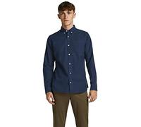 JACK & JONES Herren Freizeit Hemd JPRBROOK Oxford Slim Fit Weiss Blau XS-XXL, Größe:XXL, Farbe:Navy Blazer Slim FIT 12192150