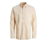 JACK & JONES Herren Hemd Comfort Fit Jjesummer Linen Shirt Ls Sn 12248384,Apricot Ice,M