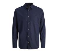 JACK & JONES Herren Hemd Comfort Fit Jjesummer Linen Shirt Ls Sn 12248384,Navy Blazer,M