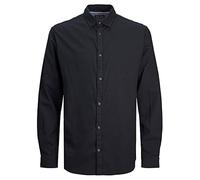 Jack & Jones Herren Hemd Jjegingham Twill Shirt L/S Noos, Black/Detail:/Solid/Slim Fit, S