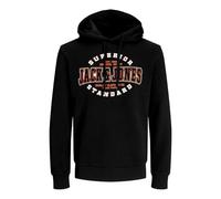JACK & JONES Herren Hoodie Kapuzenpullover JJELOGO Sweat Hood, Farbe:Schwarz, Artikel:-Black, Größe:2XL