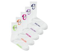 JACK & JONES Herren Jacfiji Tennis Socks 5 Pack Tennissocken, White/Pack:White - White - White - White, Einheitsgröße