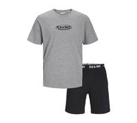 JACK & JONES Herren Jacoliver Ss Tee and Shorts Set T-Shirt, Light Grey Melange/Pack:Black Shorts, S