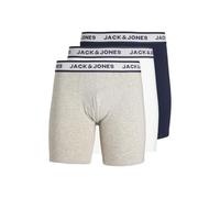 Boxershorts "JACSOLID BOXER BRIEFS 3 PACK PLS NOOS", Herren, Gr. 4XL, 3 Stk., weiß (light grau melange pack:weiß, navy blazer), Jersey, Obermaterial: 95% Baumwolle, 5% Elasthan, JACK & JONES PLUSSIZE,