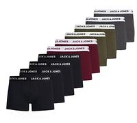 Jack & Jones Herren Jacsolid Trunks 10 Packs Boxershorts, 4x Schwarz, 2x Port Royale, 2 Ivy Green, 2x Dark Grey Melange ,S