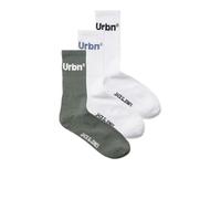 Freizeitsocken JACK & JONES "JACURBN TENNIS SOCKS 3 PACK SN", Herren, agave grün pack:schwarz, oceanview, Baumwollmischung, bedruckt, elastisch, Socken, mit Schriftzug (51347339-0) agave grün pack:sch