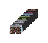 JACK&JONES Herren Boxershorts, 12er Pack - JACWATERMELON TRUNKS 12 PACK, Baumwollmischung Schwarz/Blau/Grün S
