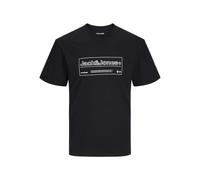 JACK&JONES Herren JCOALPHA Front Print Tee SS Crew Neck T-Shirt, Black, S
