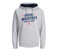 JACK & JONES Herren JCOJAMES Sweat Hood Camp Kapuzenpullover, per Pack Grau (Light Grey Melange Detail: Melange), Small (Herstellergröße: S)