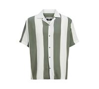 JACK & JONES Herren Jcojeff AOP Resort Shirt Ss Relax Kurzarmhemd 12252536,Agave Green/Stripes:Stripe,S