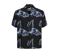 JACK & JONES Herren Jcojeff AOP Resort Shirt Ss Relax Kurzarmhemd 12252536,Black/AOP:Butterfly AOP,L