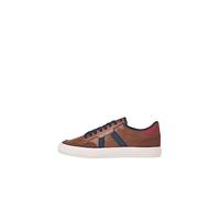 JACK & JONES Herren JFWMORDEN PU Combo 2.5 SN Sneaker, Cognac/Detail:Navy/RED, 40 EU