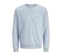Sweatshirt "JJBRANDON SWEAT CREW NECK PLS", Herren, Gr. 4XL, celestial blau, angeraute Sweatware, Obermaterial: 60% Polyester, 40% Baumwolle, JACK & JONES PLUSSIZE, bedruckt, regular fit, Rundhals, Ri