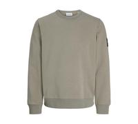 Sweatshirt JACK & JONES "JJCLEVELAND SWEAT CREW NECK", Herren, Gr. L, beige (vetiver), angeraute Sweatware, Obermaterial: 65% Polyester, 35% Baumwolle, unifarben, regular fit normal, Rundhals, Rippbün
