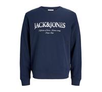 JACK & JONES Herren JJDEVIN Daytona Print Sweat Crew Neck (DE/NL/SE/PL, Alphanumerisch, L, Regular, Regular, Navy Blazer)