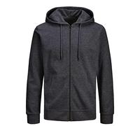 JACK & JONES Herren JJEBASIC Sweat Zip Hood, Dark Grey Melange/REG, XXL