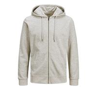 JACK & JONES Herren JJEBASIC Sweat Zip Hood, White Melange/REG, 3XL