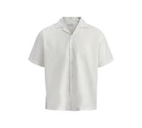 Kurzarmhemd JACK & JONES "JJEBREEZE LINEN BLEND RESORT SHIRT SS SN", Herren, Gr. XL, N-Gr, weiß, Web, Obermaterial: 70% Baumwolle, 30% Leinen, unifarben, normal, Hemden, mit Knopfleiste (42097903-XL)